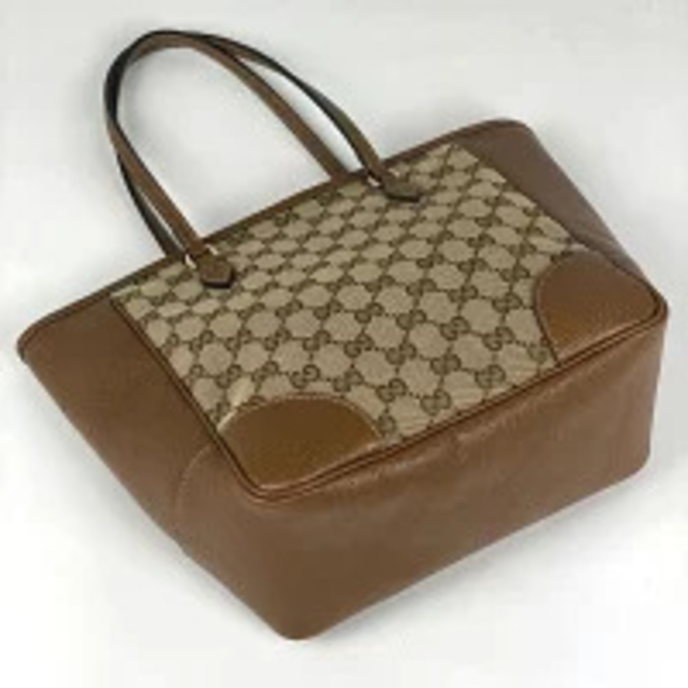 Gucci bag handbag canvas tote GG beige brown Tan Brown